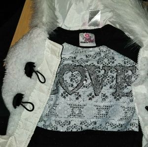 Girls white hoodie with Real Love shirt